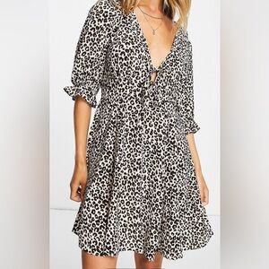 ASOS Mini Tea Dress in Animal Print, Size US 10